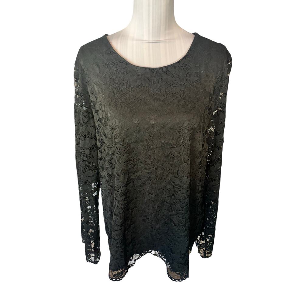 Company Ellen Tracy Black Lace Lined Blouse Size XXL